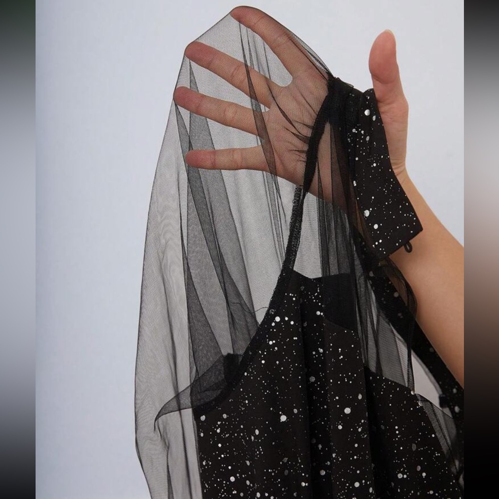Luxe plus size galaxy mesh party evening bridesmaids formal wedding dress - Picture 5 of 5